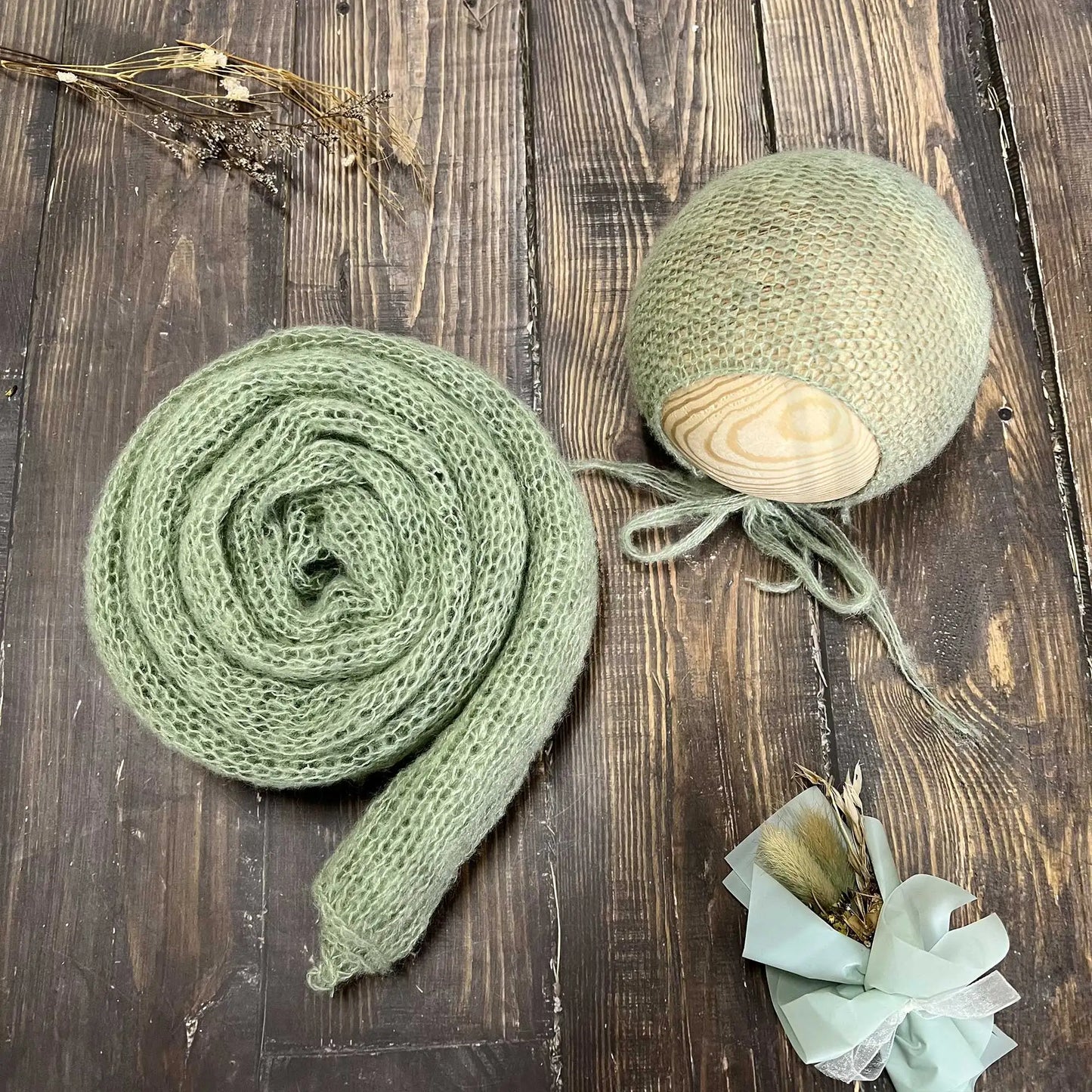 Accesorios de fotografía recién nacido elásticos Don & Judy, conjunto de envoltura con sombrero, Mohair tejido a mano suave, fondo para sesión de fotos de bebés, juegos de 2 uds.