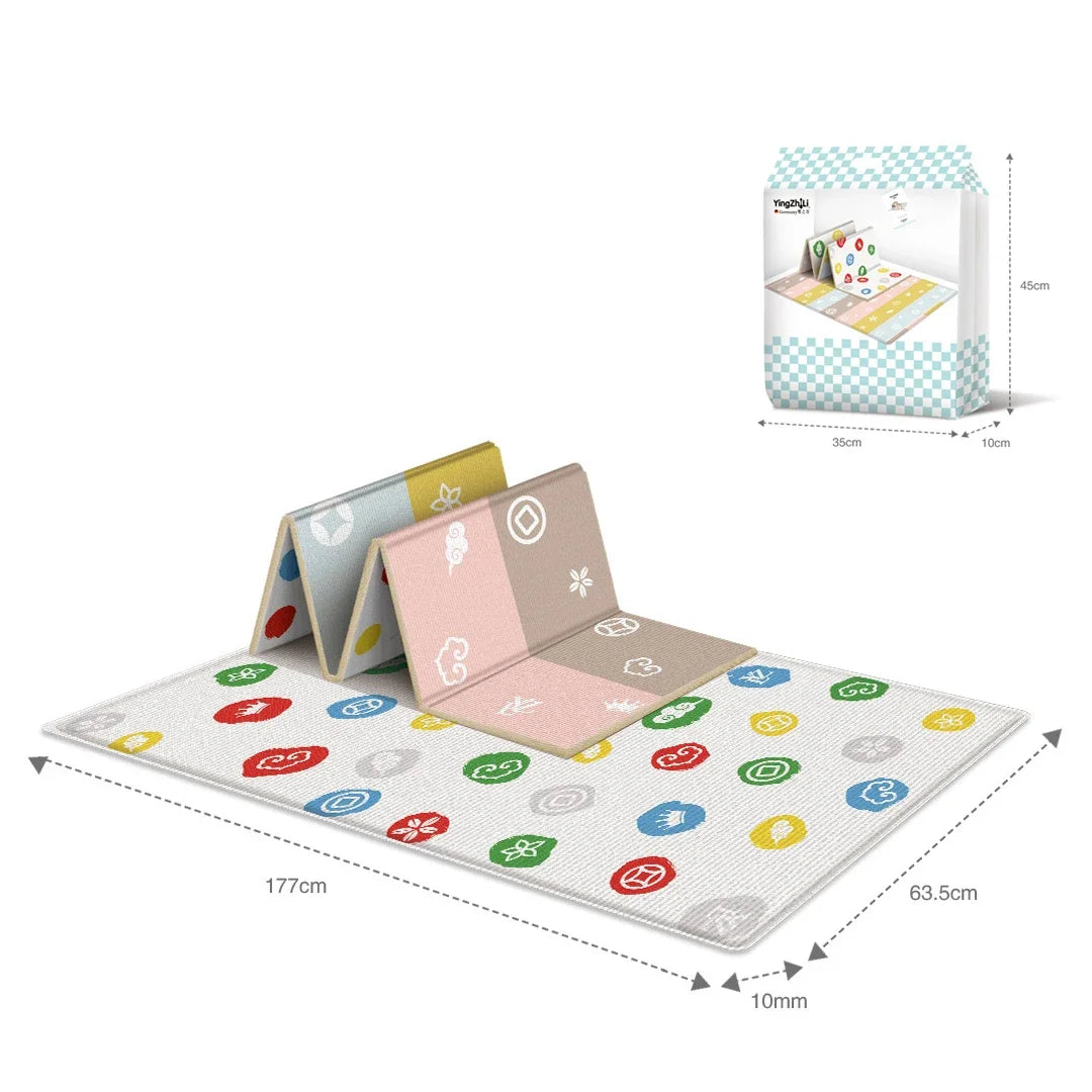 Alfombra de juego para bebés de 97x177cm, alfombra plegable para niños, alfombra para habitación de niños con patrón de doble cara, superficie de actividad educativa fácil de llevar
