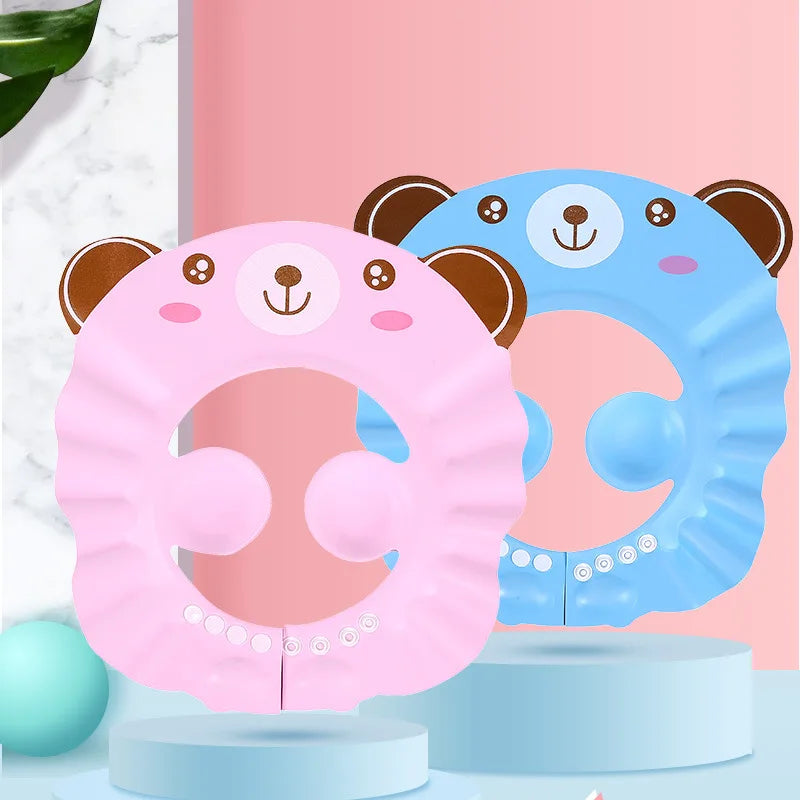 Gorro suave para Baby Shower, gorro ajustable para lavar el cabello para niños, protección para los oídos, champú seguro para niños, ducha de baño, protege la cubierta de la cabeza
