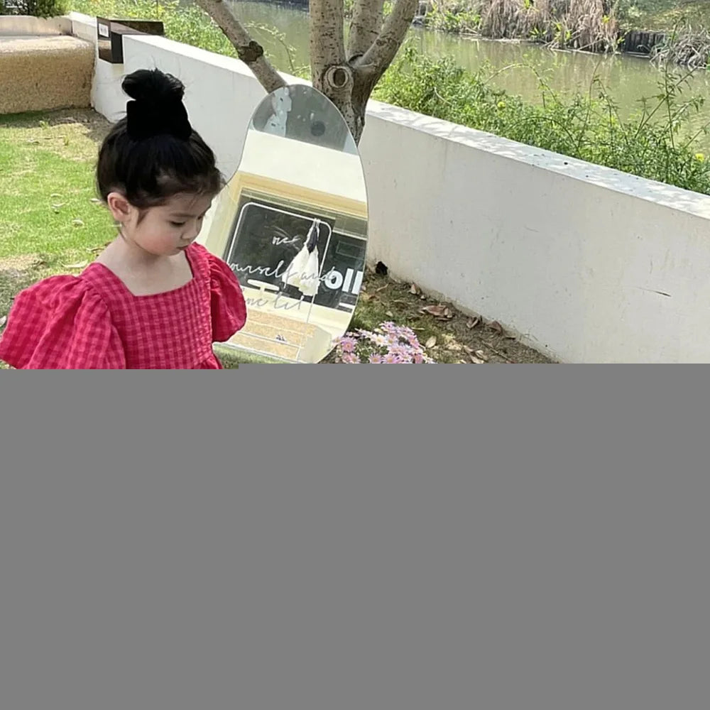Bear Leader-vestido rosa a cuadros con lazo, elegante vestido Midi de Lolita para niñas grandes, vestidos para niños y adolescentes, vestido veraniego de princesa para fiesta