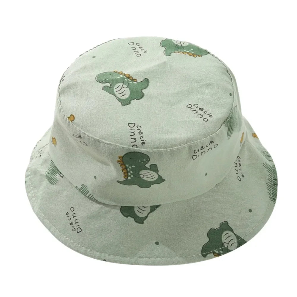Anti-UV varios colores niños pescador sombrero dinosaurio poliéster cubo sombrero niños gorra niños niños