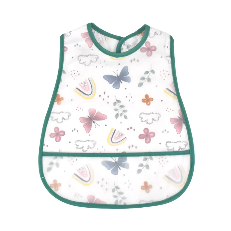 Baberos de alimentación para el almuerzo con bolsillo impermeable EVA con patrón de dibujos animados, Baberos ajustables para bebés, delantal bonito para niños, paños para eructar, novedad de 2023