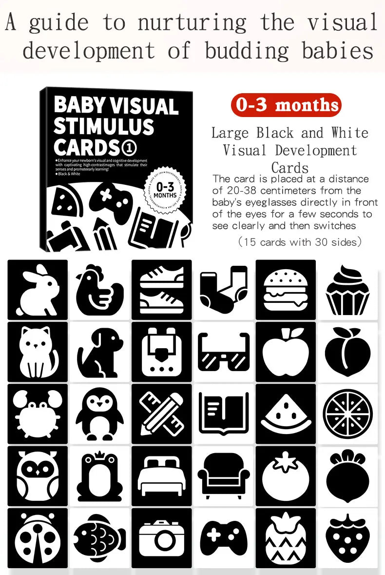 Tarjetas de estimulación Visual para bebés, tarjeta Flash Montessori de alto contraste, regalo infantil para niños, juguete cognitivo