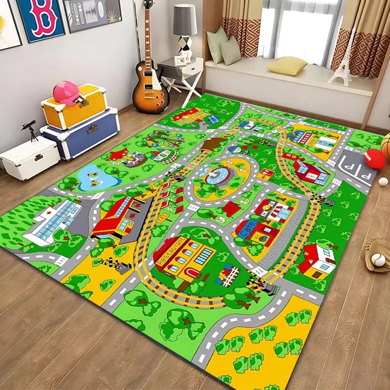 Alfombra educativa de vida urbana para niños, sistema de tráfico por carretera, alfombra para dormitorio, sala de juegos, alfombra de aprendizaje divertida, segura para niños