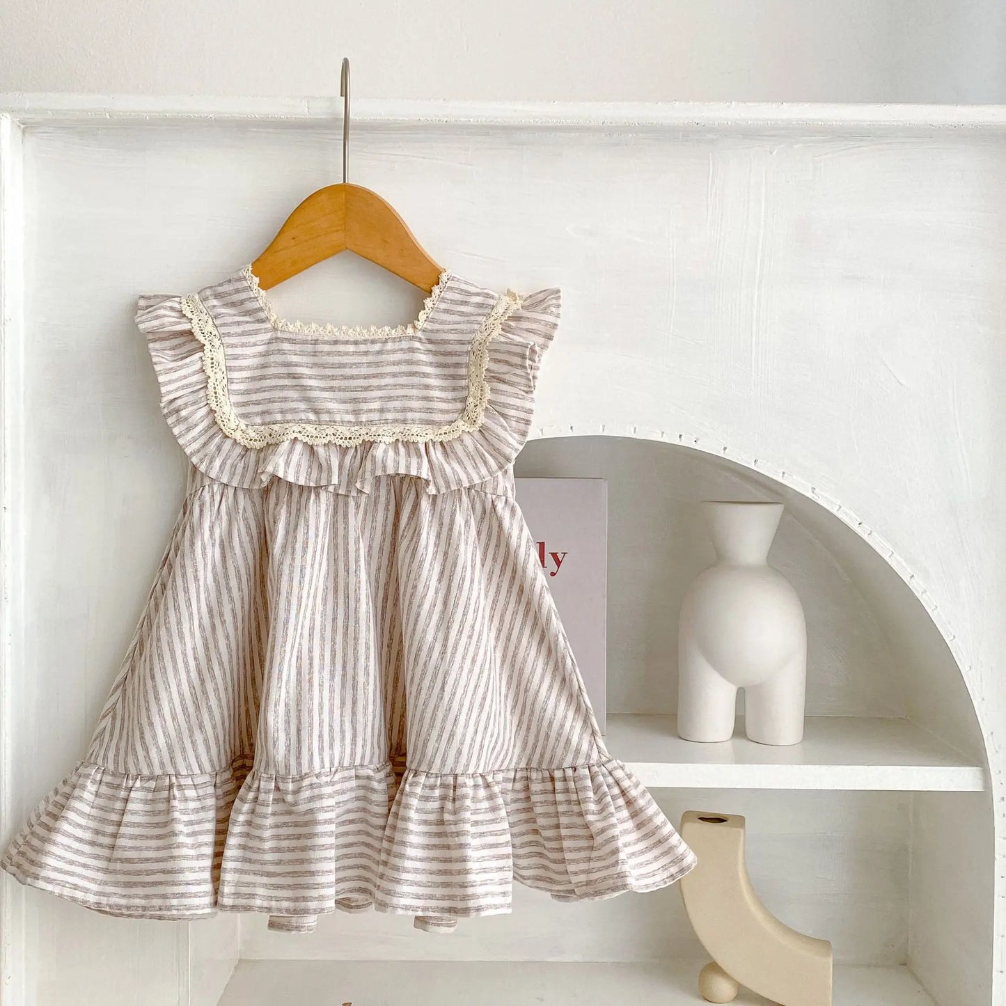 Ropa de moda para niñas de 0 a 6 años, vestido de encaje a rayas, novedad de verano, pelele para niñas, traje a juego para hermanas, vestidos de princesa