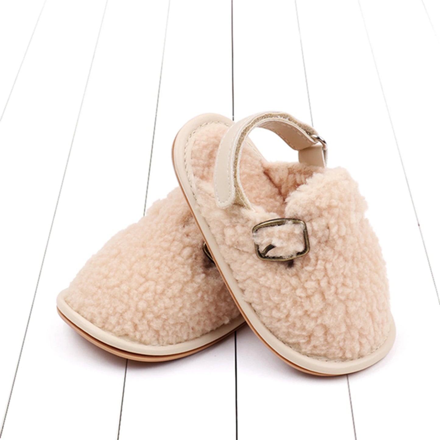 Zapatillas para bebés y niños, zapatos de interior de suela suave antideslizantes de lana Coral, zapatos para primeros pasos para niños de 0 a 18M