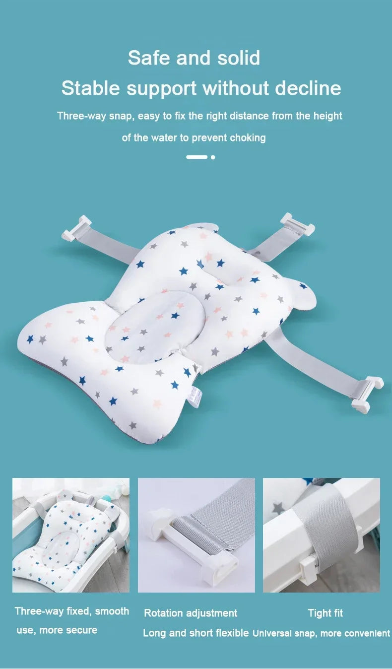 Cojín de ducha para bañera Ajustable, asiento de soporte para recién nacido, asiento de baño para bebé, almohadilla de agua flotante, almohadilla para bañera de bebé plegable portátil