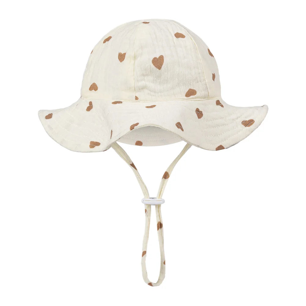 Sombreros de cubo de algodón para bebé, gorros con protección solar para exteriores para niños y niñas, sombrero panamá estampado, sombrero de pesca de playa Unisex para 3-12 meses