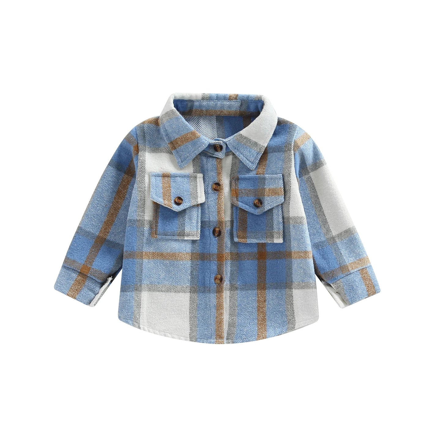 Camisa a cuadros para niños y niñas, chaqueta informal de manga larga con solapa y botones, 6M-4T