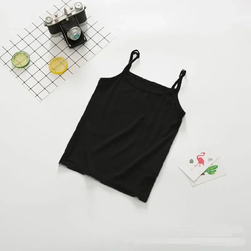 Camiseta para niñas pequeñas, camiseta interior sin mangas de verano para adolescentes, chaleco de Color caramelo, ropa con tirantes para niños de 2 a 12T