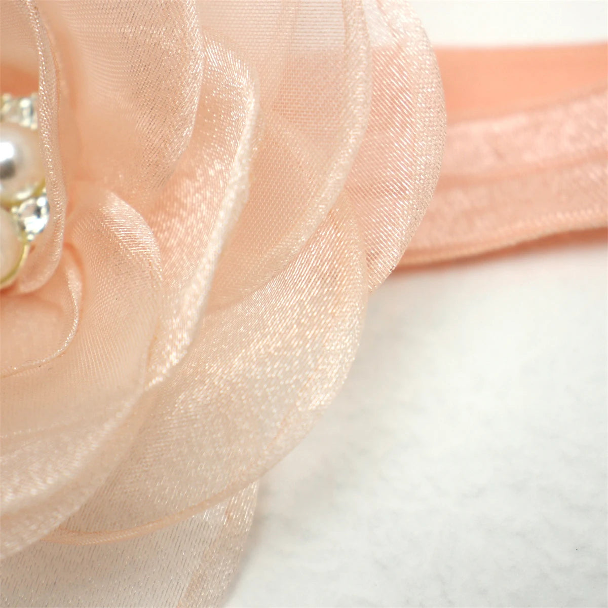 Boutique, diadema de flores de gasa de gran tamaño para niña, accesorios para el cabello, diadema de nailon con perlas de diamante para recién nacido, turbante para bebé bonito
