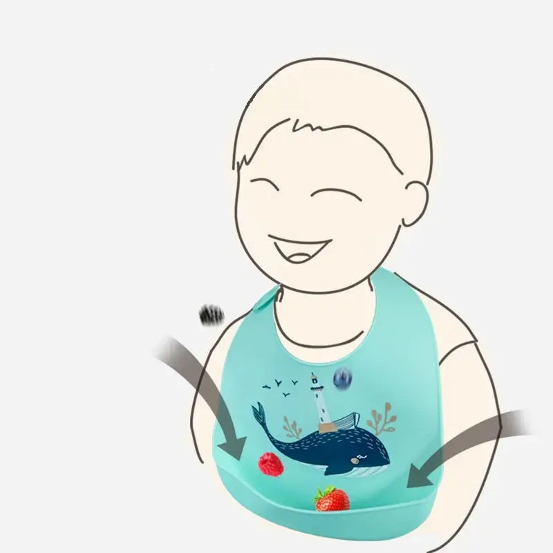 Baberos impermeables para bebé, bonito babero con estampado sólido para niños, babero de silicona suave ajustable para niña y niño, material de alimentación de bebé