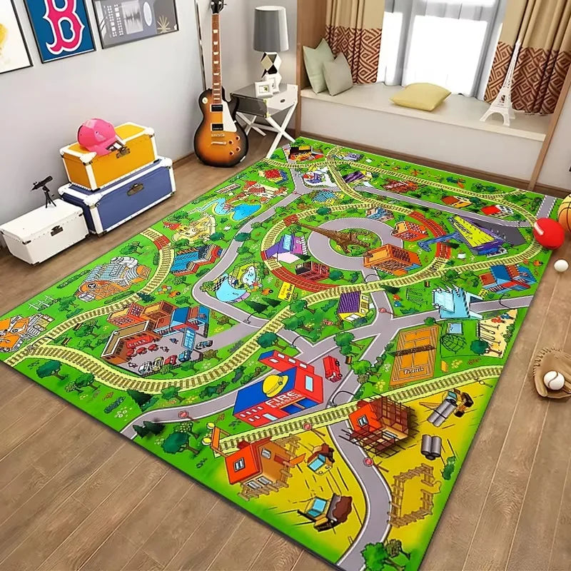Alfombra educativa de vida urbana para niños, sistema de tráfico por carretera, alfombra para dormitorio, sala de juegos, alfombra de aprendizaje divertida, segura para niños