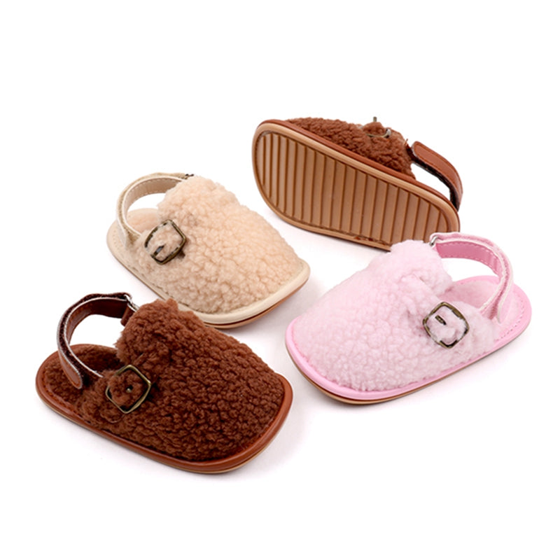 Zapatillas para bebés y niños, zapatos de interior de suela suave antideslizantes de lana Coral, zapatos para primeros pasos para niños de 0 a 18M