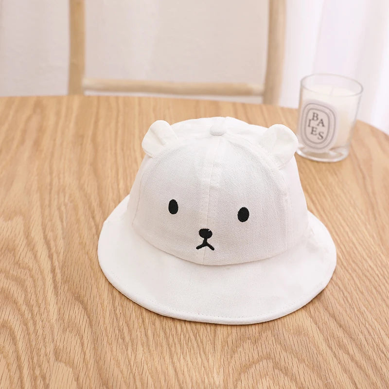Lindo oso bebé cubo sombrero con orejas niño niña algodón niños sombrero de sol al aire libre verano niño Panamá gorra