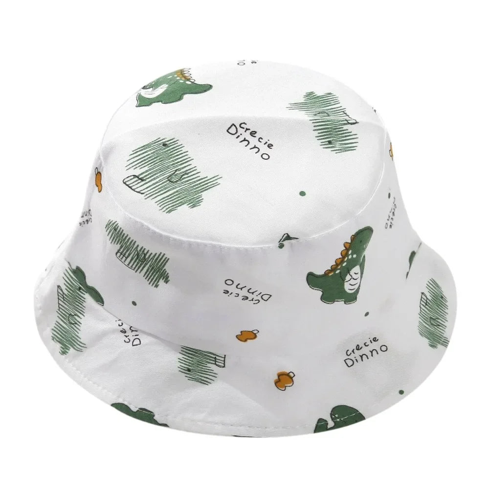 Anti-UV varios colores niños pescador sombrero dinosaurio poliéster cubo sombrero niños gorra niños niños
