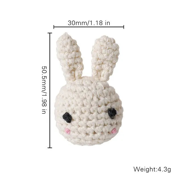 1 unidad de juguetes de sonajero para bebé, diseño de ganchillo de madera, conejo, conejo, zorro León, BearToy, regalo para recién nacido, mordedor de bebé, Crochet, nombre personalizado