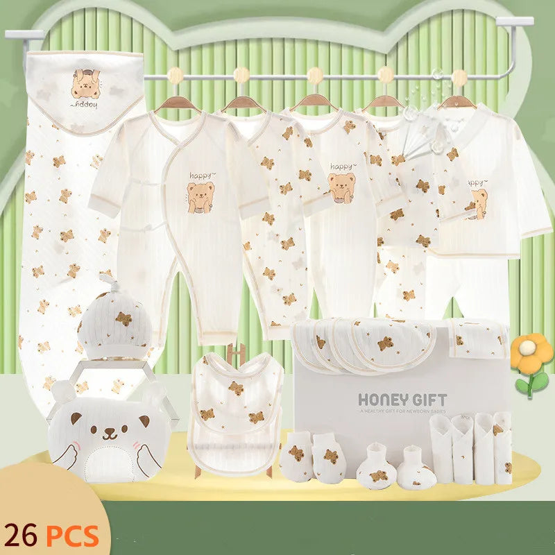 22/26 pieces/lot Newborn Baby Clothes Sets For Girls Boys 100% Cotton Infant Summer Clothes Outfits Baby Rompers Hat Bibs