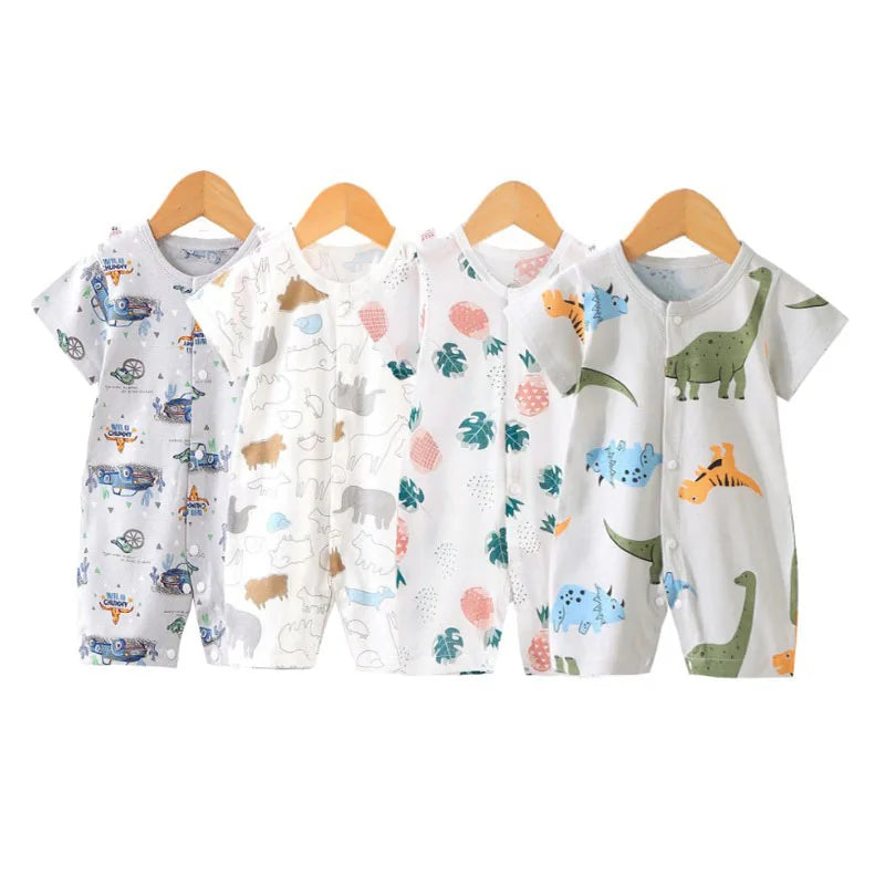 Pelele de algodón para bebé, ropa de dibujos animados para niño pequeño, mono de manga corta para escalar, disfraz infantil para recién nacido, novedad de verano
