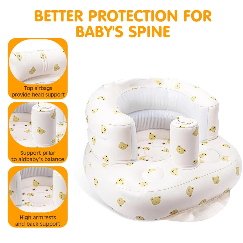 Asiento inflable para bebés de 3 a 36 meses, sofá para bebés con bomba de aire integrada, asiento Bumbo para aprender a sentarse, amamantar, acampar