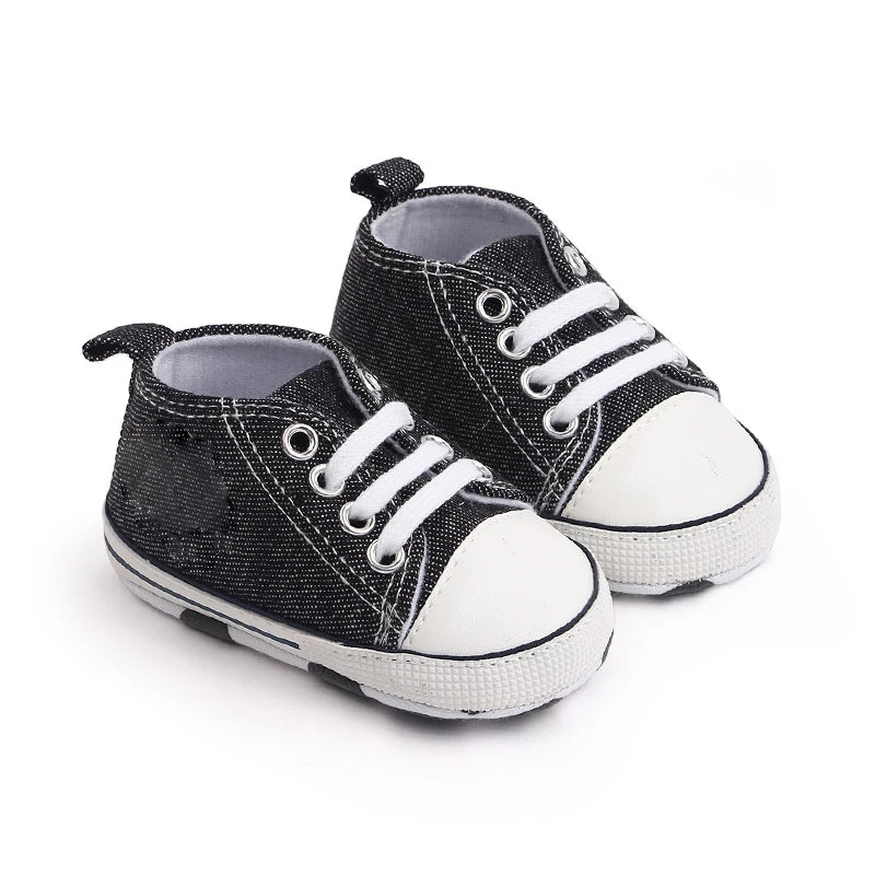 Zapatos clásicos de lona para bebé, zapatillas informales para recién nacido, primeros pasos, suela suave, antideslizante, D2486