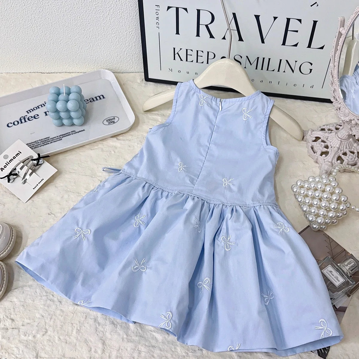 Nuevo vestido sencillo sin mangas para niña, novedad de verano 2021, vestido con estampado de lazo y camisa para niña