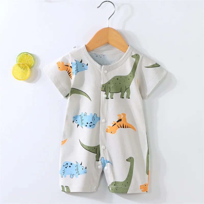 Pelele de algodón para bebé, ropa de dibujos animados para niño pequeño, mono de manga corta para escalar, disfraz infantil para recién nacido, novedad de verano