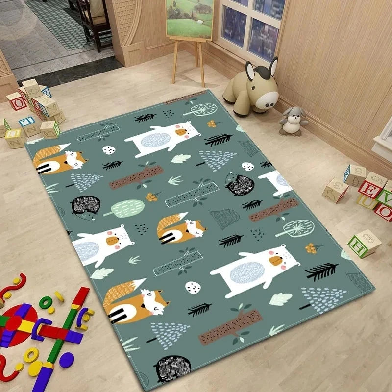 Alfombra de estilo nórdico para habitación de bebé, Alfombra de dibujos animados de animales para dormitorio de niños, alfombra Kawaii para habitación de niñas y niños, Alfombra de juego antideslizante para niños