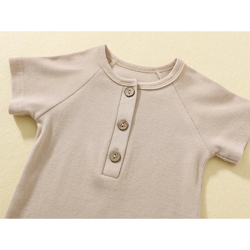 Pelele para bebé, ropa de verano, pijamas finos para bebé, mono de manga corta, ropa acanalada, trajes elásticos de punto para niña