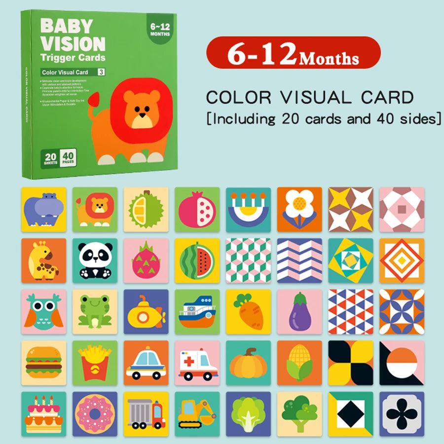Tarjetas de estimulación Visual para bebés, tarjeta Flash Montessori de alto contraste, regalo infantil para niños, juguete cognitivo