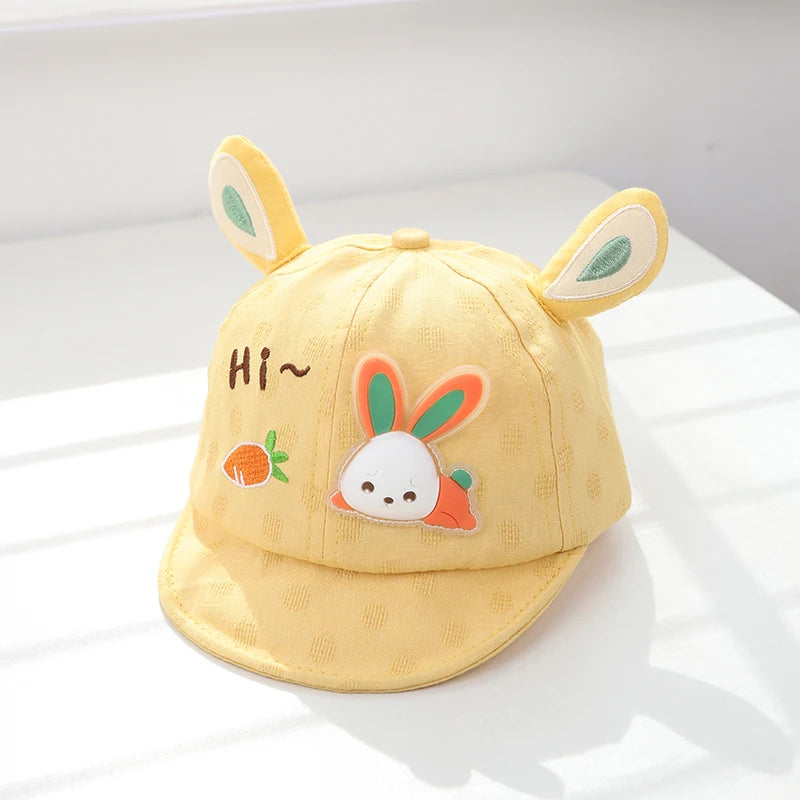 Gorra de béisbol con orejas de oso para bebé, gorro de algodón con visera, bordado bonito, ajustable, para el Sol, para verano