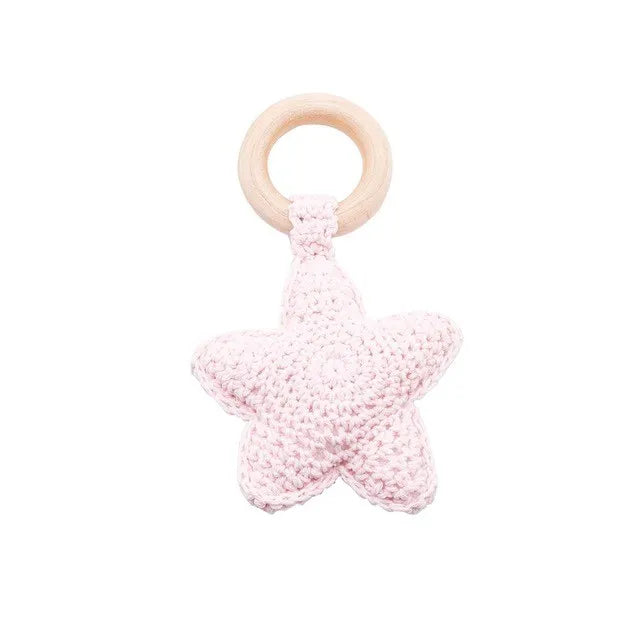 1 unidad de juguetes de sonajero para bebé, diseño de ganchillo de madera, conejo, conejo, zorro León, BearToy, regalo para recién nacido, mordedor de bebé, Crochet, nombre personalizado