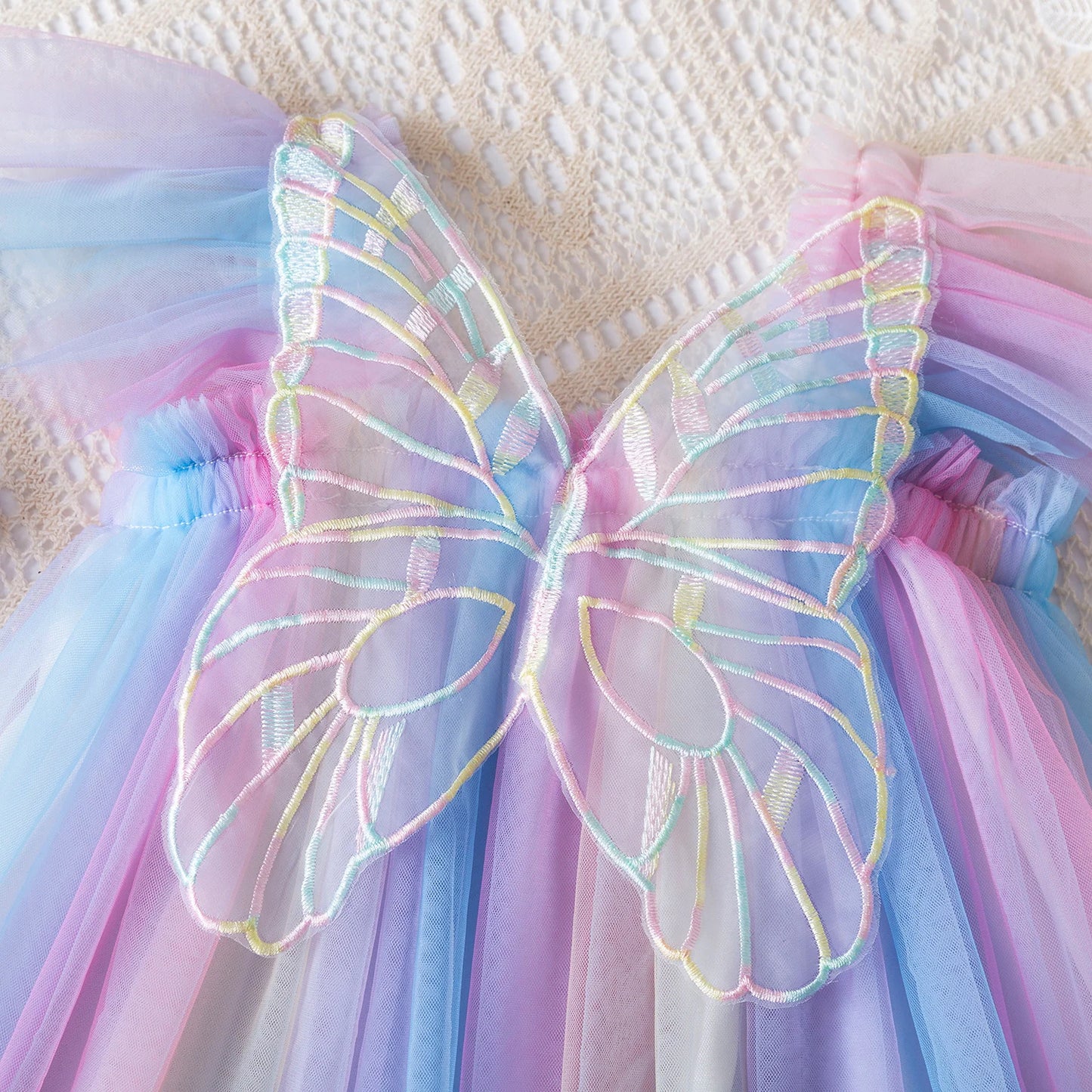 Vestido de verano para niñas pequeñas, tutú de malla hinchado, vestido con tirantes y bordado Floral de princesa, ropa de fiesta de cumpleaños para niñas pequeñas