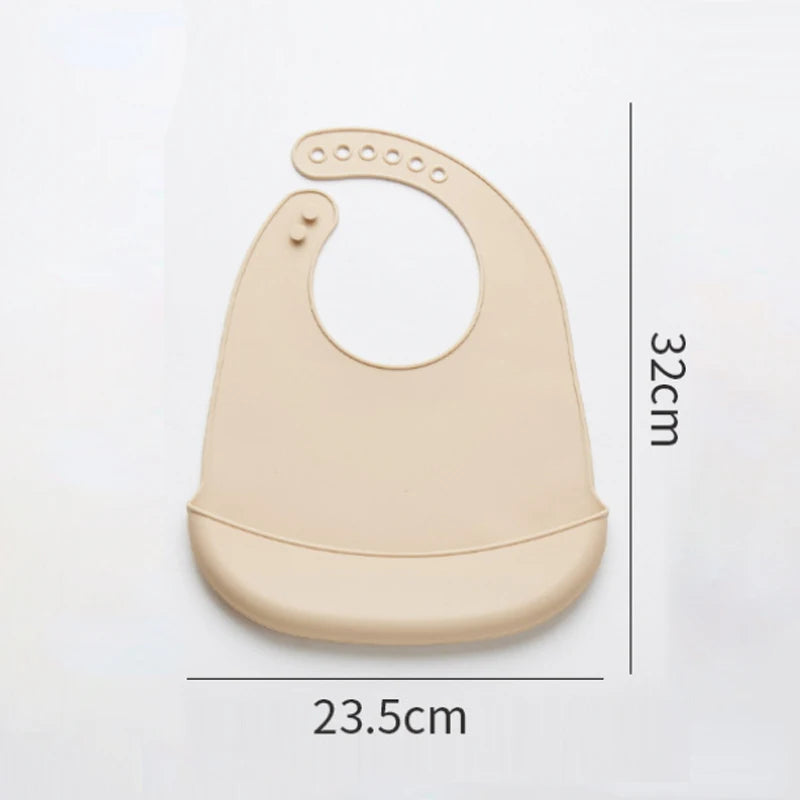 Baberos de silicona para bebés, babero impermeable para bebés, Color sólido, ajuste de 6 velocidades, bolsillo para Saliva, paños para eructar para niños, accesorios para recién nacidos