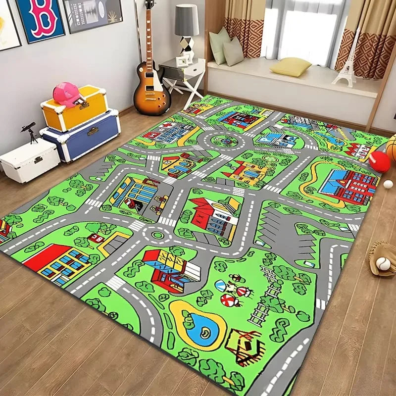 Alfombra educativa de vida urbana para niños, sistema de tráfico por carretera, alfombra para dormitorio, sala de juegos, alfombra de aprendizaje divertida, segura para niños