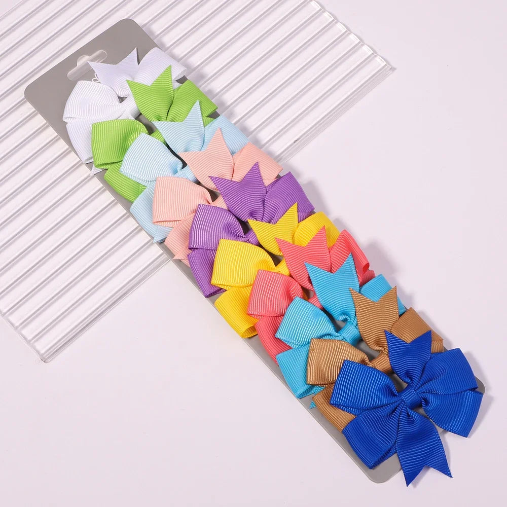 10 unids/lote de pinzas para el pelo con lazo de Color sólido para niñas, horquilla con lazo hecha a mano, Mini pasadores, accesorios para el cabello para niños