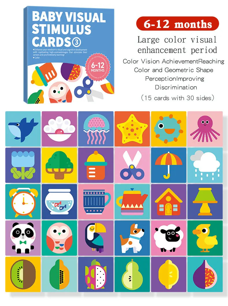 Tarjetas de estimulación Visual para bebés, tarjeta Flash Montessori de alto contraste, regalo infantil para niños, juguete cognitivo