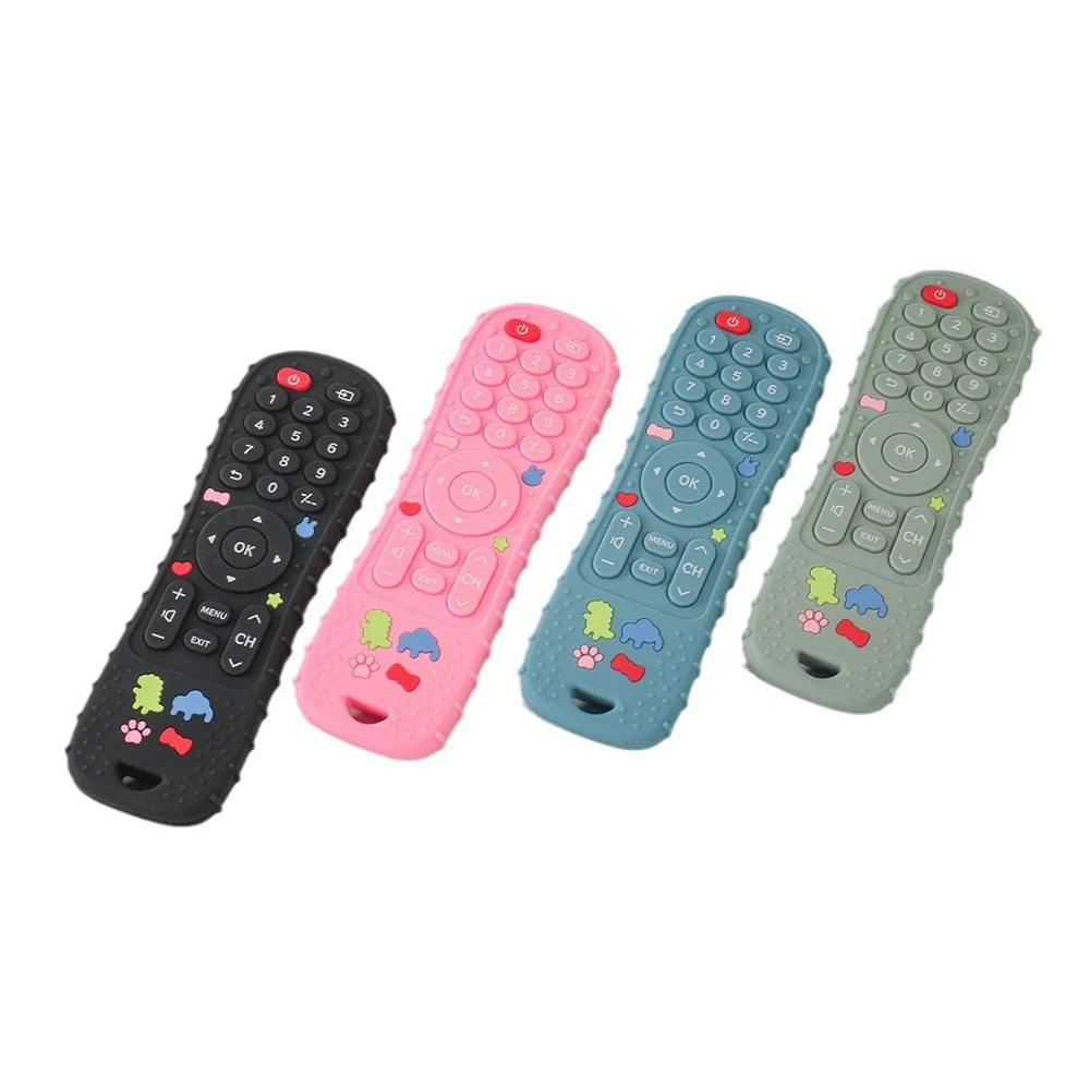 1 juguetes de silicona para bebés, juguete mordedor con forma de Control remoto de TV, sin BPA, juguete para masticar durante la dentición, accesorios sensoriales para bebés