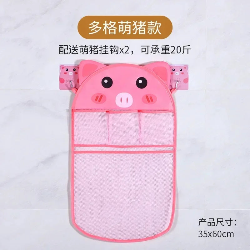 Cesta colgante de ducha de animales de dibujos animados, bolsa de malla bonita, organizador de almacenamiento para el baño, soporte para niños, bolsa de red para juguetes de agua para baño de bebé