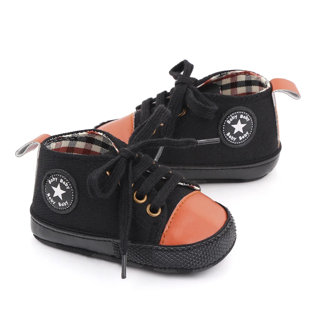 Zapatos clásicos de lona para bebé, zapatillas informales para recién nacido, primeros pasos, suela suave, antideslizante, D2486
