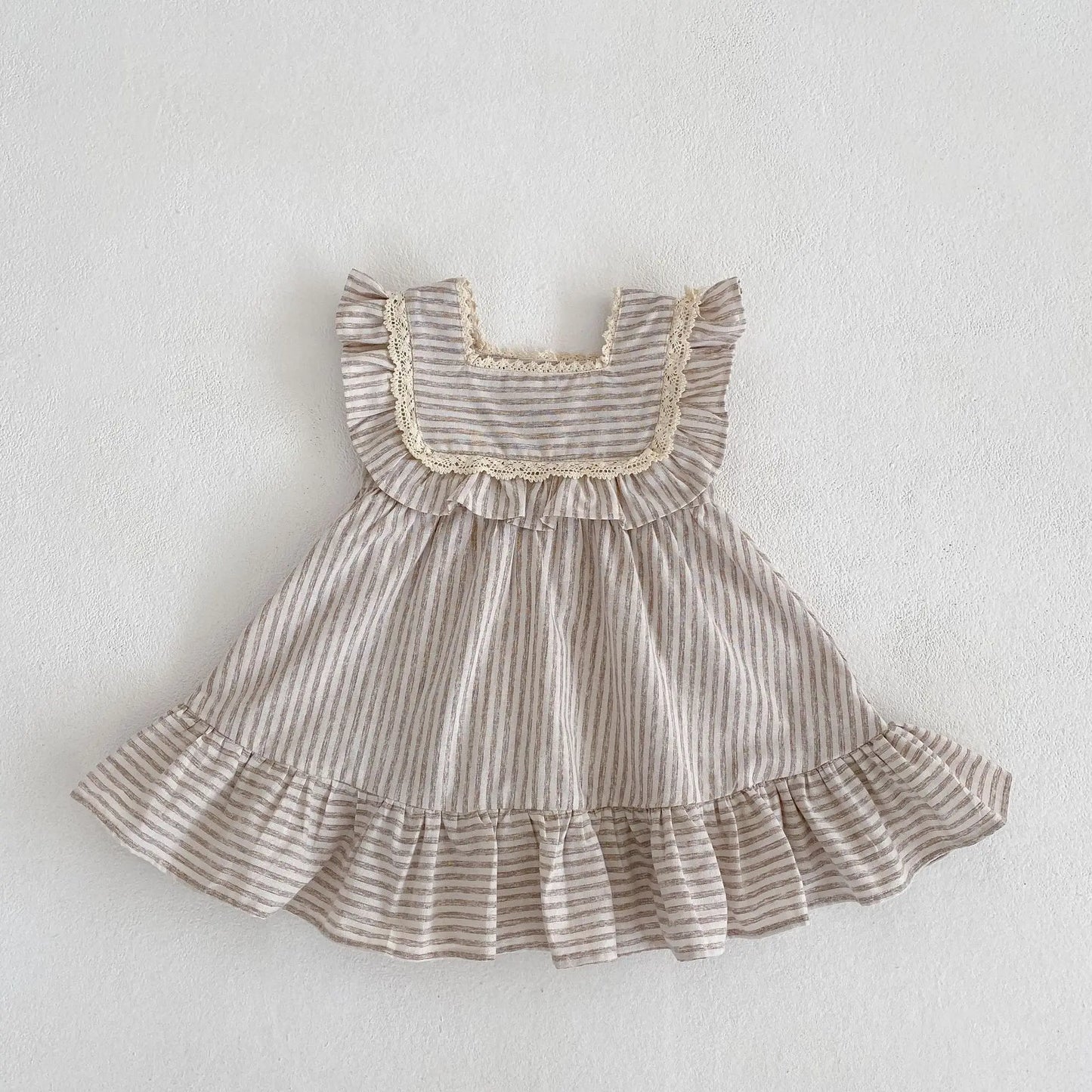Ropa de moda para niñas de 0 a 6 años, vestido de encaje a rayas, novedad de verano, pelele para niñas, traje a juego para hermanas, vestidos de princesa