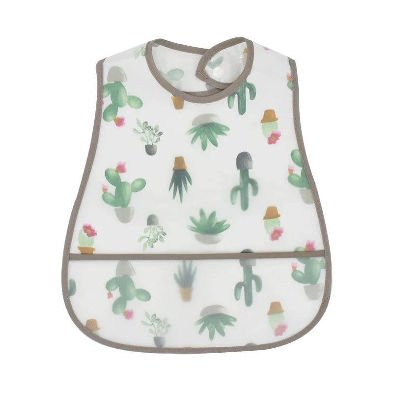 Baberos de alimentación para el almuerzo con bolsillo impermeable EVA con patrón de dibujos animados, Baberos ajustables para bebés, delantal bonito para niños, paños para eructar, novedad de 2023