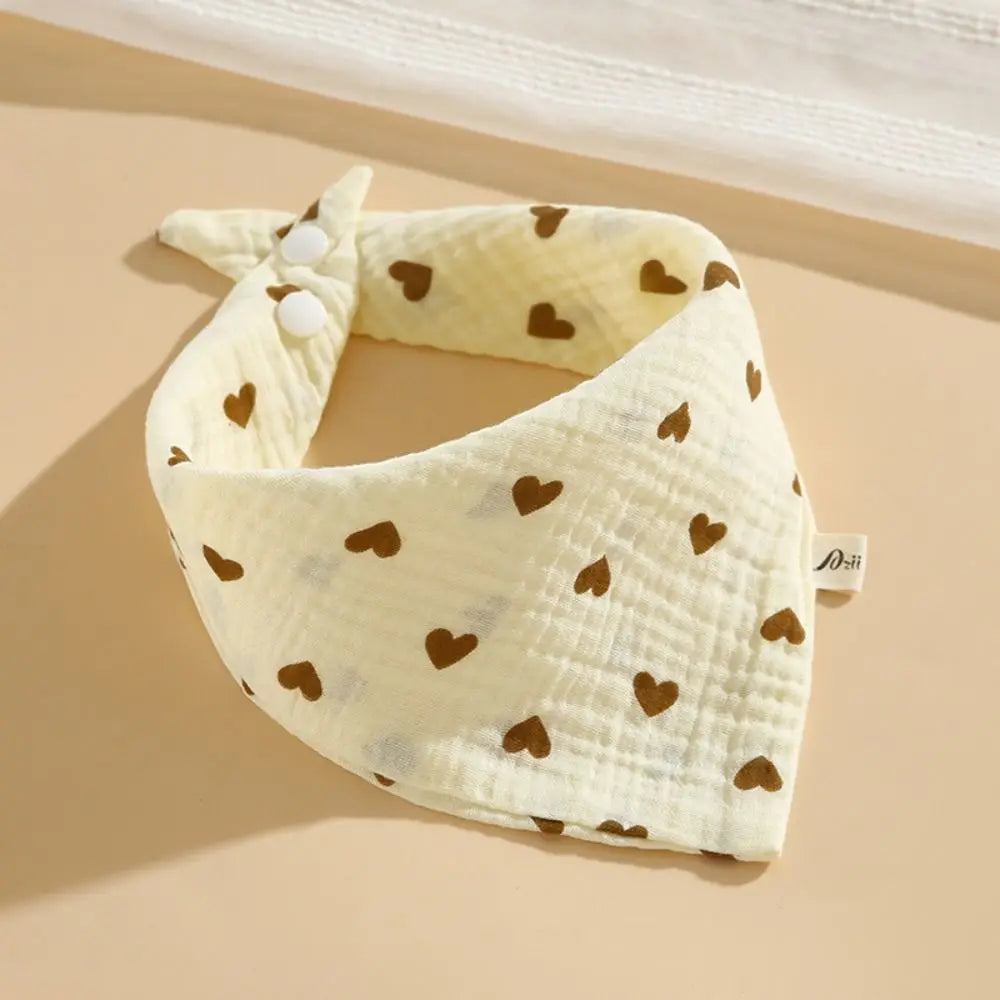 Baberos de muselina estampados para bebé, paños de algodón con botón a presión, toalla de Saliva con volantes suaves