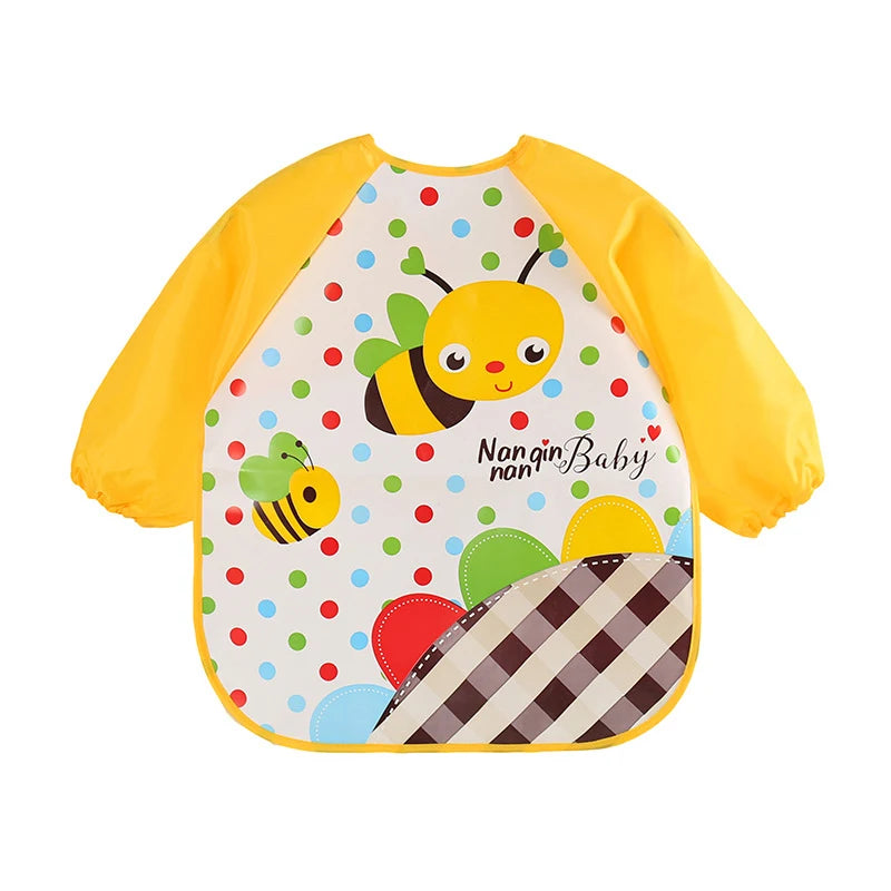 Babero antisuciedad impermeable de EVA para bebé de 0 a 3 años, abrigo de manga larga con correa, alimentación suave a prueba de suciedad, bonito patrón de dibujos animados, paños para eructar