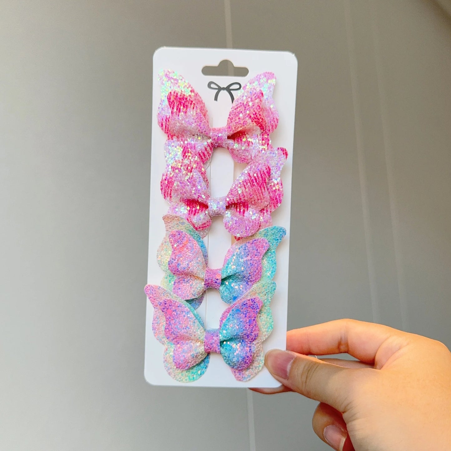 4 Uds. De lazos para el pelo de mariposa lisos y pinzas para el pelo para niñas, accesorios para el cabello de cuero para niños, horquillas, pasadores, tocados de regalo