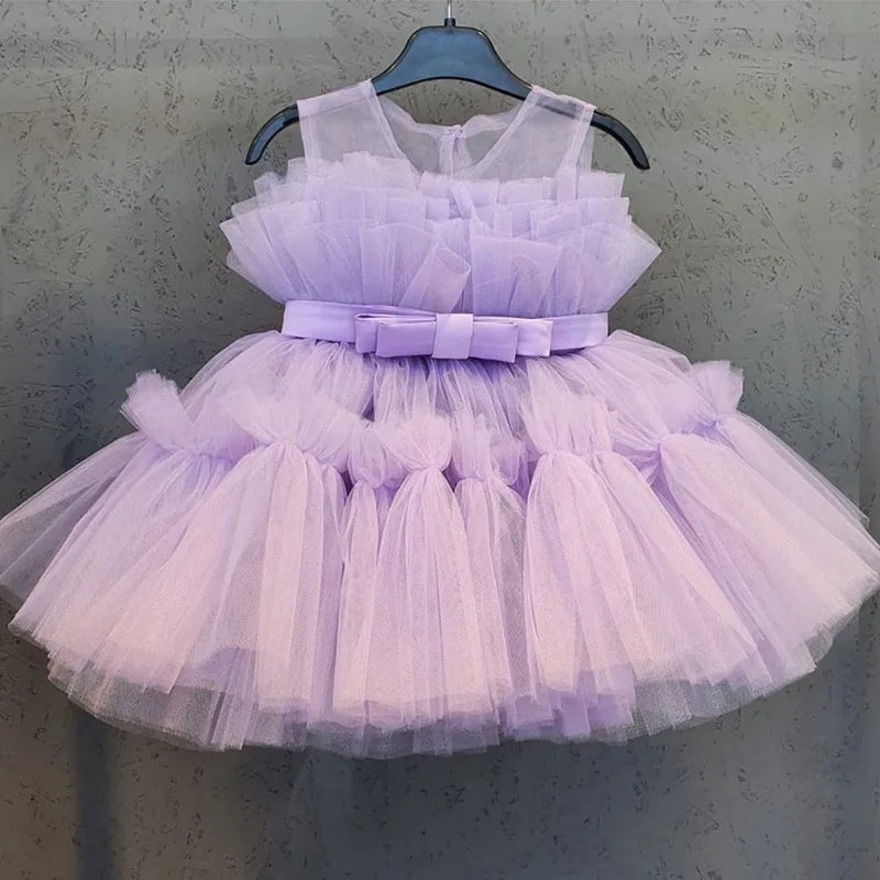 Toddler Girls 1st Birthday Clothes Backless Bow Cute Baby Baptism Gown Kids Wedding Party Elegant Princess Dress for Girls Dress