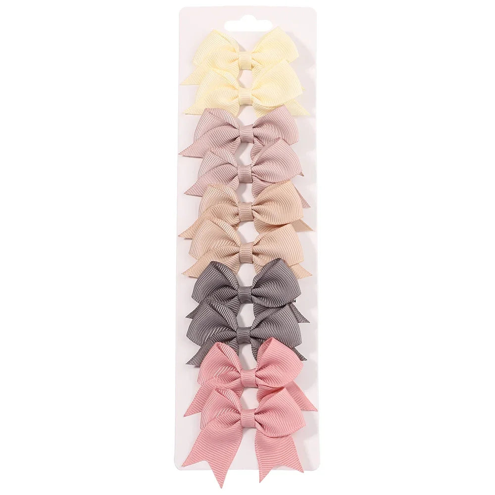 10 unids/lote de pinzas para el pelo con lazo de Color sólido para niñas, horquilla con lazo hecha a mano, Mini pasadores, accesorios para el cabello para niños