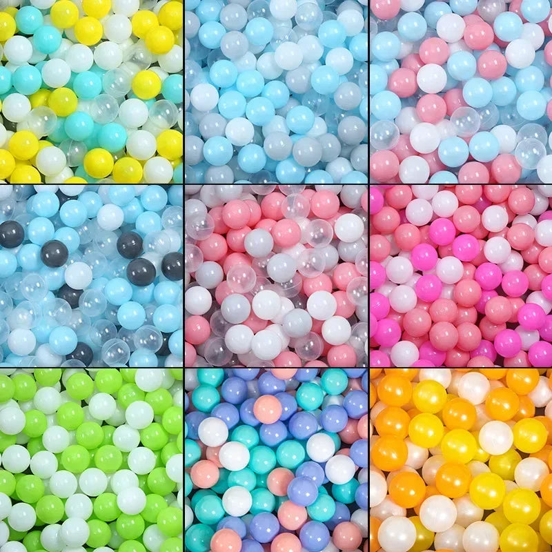 50 Uds. Bolas de plástico de colores para bebé, piscina de agua, pelota de ola oceánica, piscina para niños con aro de baloncesto, casa de juegos, tiendas de campaña al aire libre, accesorios de juguete