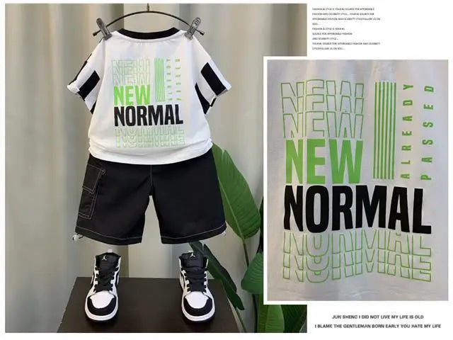 Conjunto de ropa de verano para niños y niñas, Top de manga corta informal, pantalones cortos, trajes de bebé para dos niños