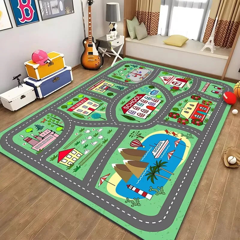 Alfombra educativa de vida urbana para niños, sistema de tráfico por carretera, alfombra para dormitorio, sala de juegos, alfombra de aprendizaje divertida, segura para niños